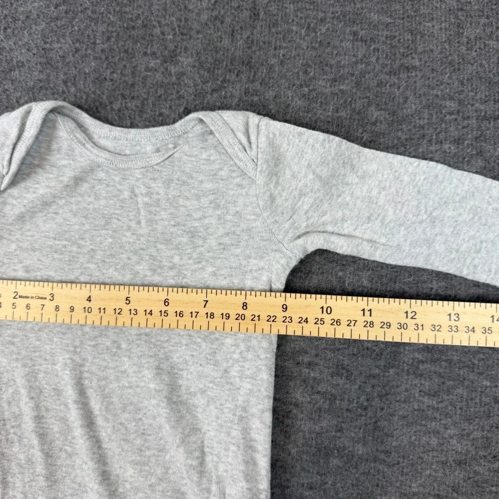 Gerber Long Sleeve Bodysuit Baby 18 Months Gray Heathered Cotton Blend Onesie‎